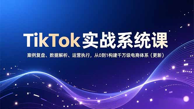 TikTok实战系统课，案例复盘、数据解析、运营执行，从0到1构建千万级电商体系(更新-冒泡网