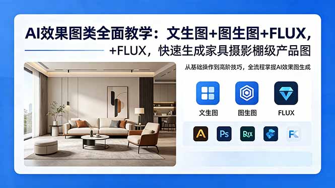 AI效果图类全面教学:文生图+图生图+FLUX,快速生成家具摄影棚级产品图-冒泡网