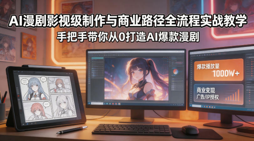 AI漫剧影视级制作与商业路径全流程实战教学，手带你从0打造AI爆款漫剧-冒泡网