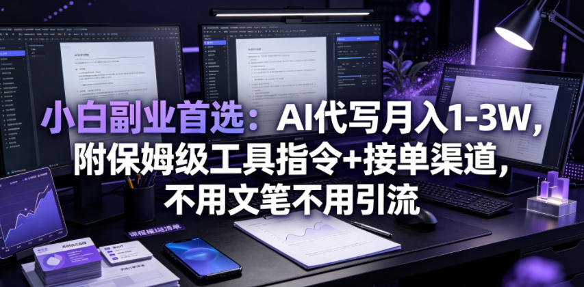 小白副业首选：AI代写月入1-3W，附保姆级工具指令+接单渠道，不用文笔不用引流【揭秘】-冒泡网