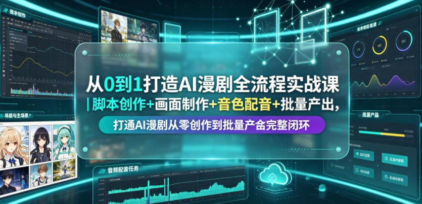从0到1打造AI漫剧全流程实战课｜脚本创作+画面制作+音色配音+批量产出，打通AI漫剧从零创作到批量量产完整闭环-冒泡网