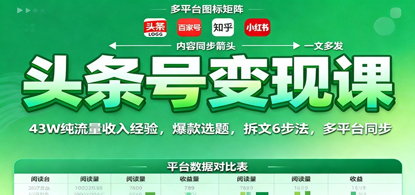 0d8748cdebc8c0bdf77997f27db2b811.jpeg 头条号变现课:43W纯流量收入经验,爆款选题,拆文6步法,多平台同步