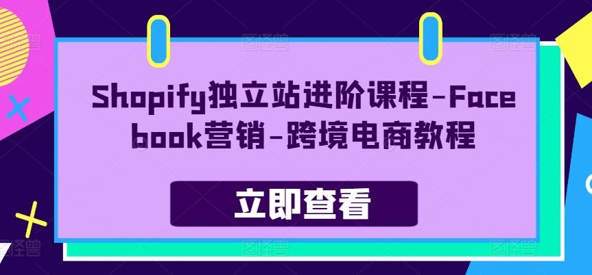 Shopify独立站进阶课程-Facebook营销-跨境电商教程-冒泡网