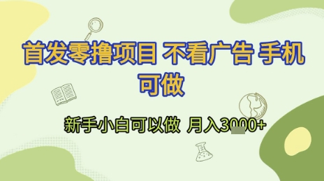 首发零撸项目 不看广告 手机可做 新手小白可以做  月入3k+【揭秘】-冒泡网