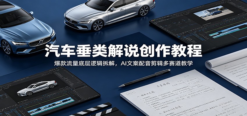 汽车垂类解说创作教程：爆款流量底层逻辑拆解，AI文案配音剪辑多赛道教学-冒泡网