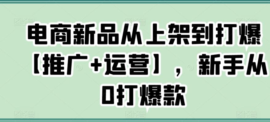 电商新品从上架到打爆【推广+运营】，新手从0打爆款-冒泡网