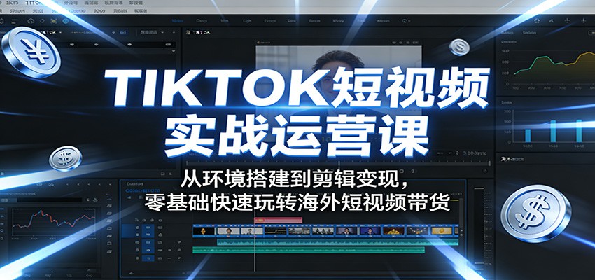 TIKTOK短视频实战运营课：从环境搭建到剪辑变现，零基础快速玩转海外短视频带货-冒泡网