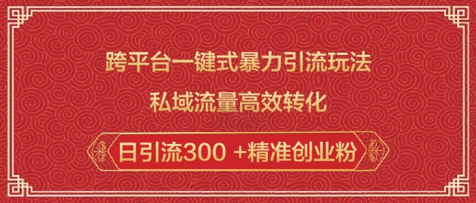 跨平台一键式暴力引流玩法，私域流量高效转化日引流300 +精准创业粉-冒泡网