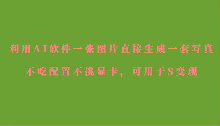 利用AI软件只需一张图片直接生成一套写真，不吃配置不挑显卡，可用于S变现-冒泡网