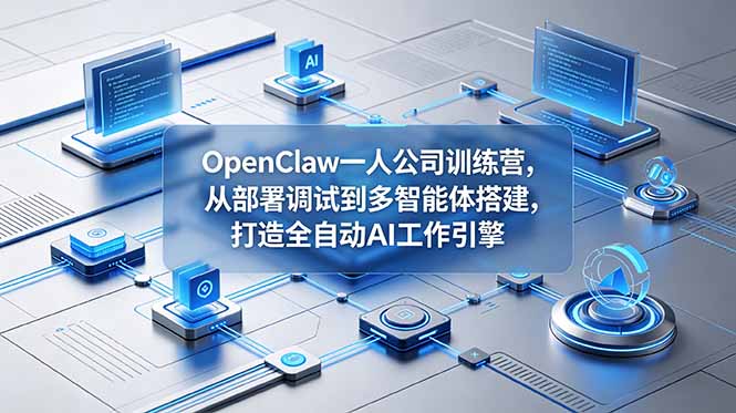 OpenClaw 一人公司训练营，从部署调试到多智能体搭建，打造全自动 AI 工作引擎-冒泡网
