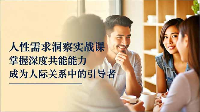 人性需求洞察实战课，掌握深度共感能力，成为人际关系中的引导者-冒泡网