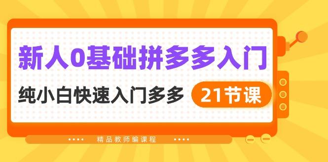 新人0基础拼多多入门，​纯小白快速入门多多(21节课-冒泡网
