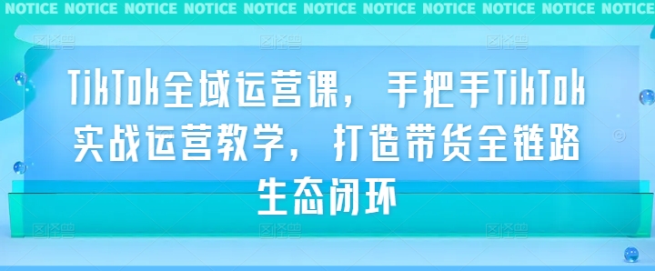 TikTok全域运营课，手把手TikTok实战运营教学，打造带货全链路生态闭环-冒泡网