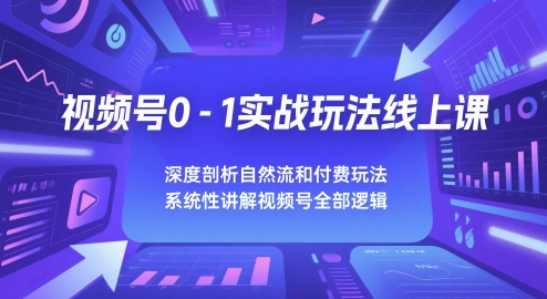 视频号0-1实战玩法线上课，深度剖析自然流和付费玩法，统性讲解视频号全部逻辑-冒泡网