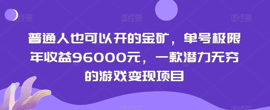 普通人也可以开的金矿，单号极限年收益96000元，一款潜力无穷的游戏变现项目【揭秘】-冒泡网