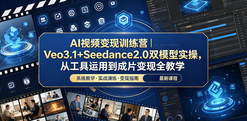 1459d1b822bd74294c8e6fc77006158a.jpeg AI视频变现训练营|Veo3.1+Seedance2.0双模型实操,从工具运用到成片变现全教学