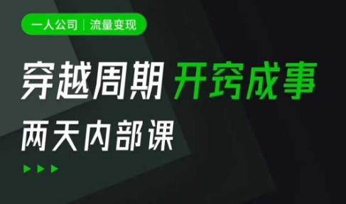 一人公司：流量变现课，一人公司的方法模型拆解， 拆解富人思维，流量思维，小老板思维等-冒泡网