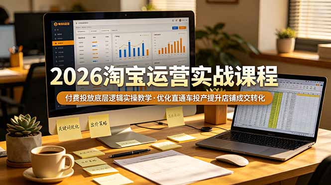 2026 淘宝运营实战课程，付费投放底层逻辑实操教学，优化直通车投产提升店铺成交转化-冒泡网