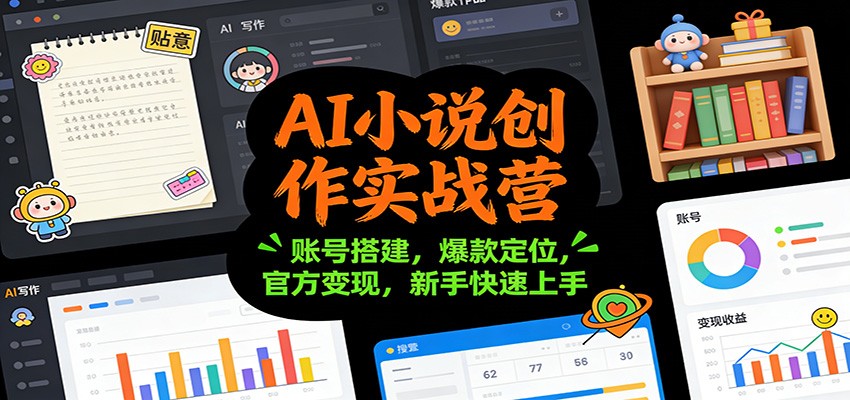 AI小说创作实战营：账号搭建，爆款定位，官方变现，新手快速上手-冒泡网