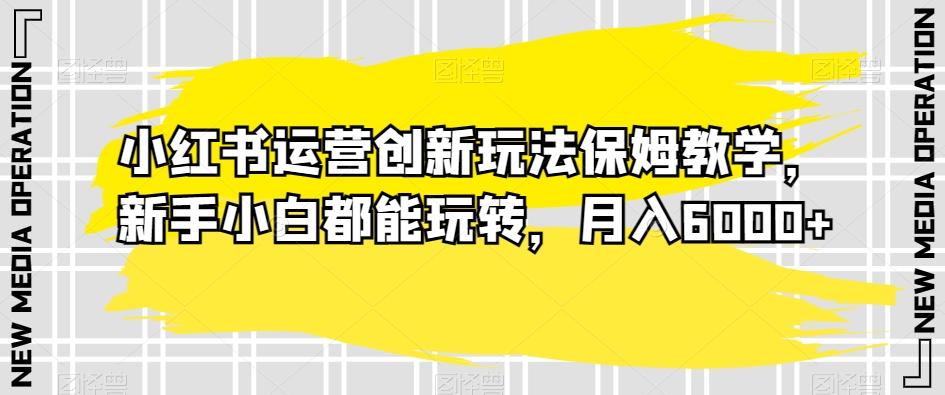 小红书运营创新玩法保姆教学，新手小白都能玩转，月入6000+【揭秘】-冒泡网