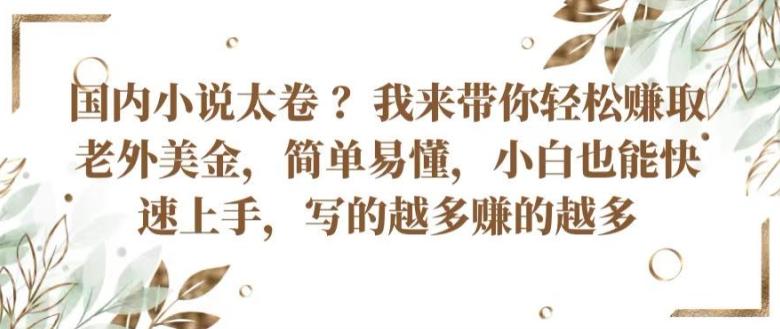 国内小说太卷 ?带你轻松赚取老外美金，简单易懂，小白也能快速上手，写的越多赚的越多【揭秘】-冒泡网