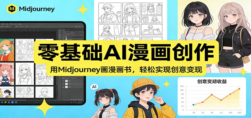 零基础AI漫画创作：用Midjourney画漫画书，轻松实现创意变现-冒泡网