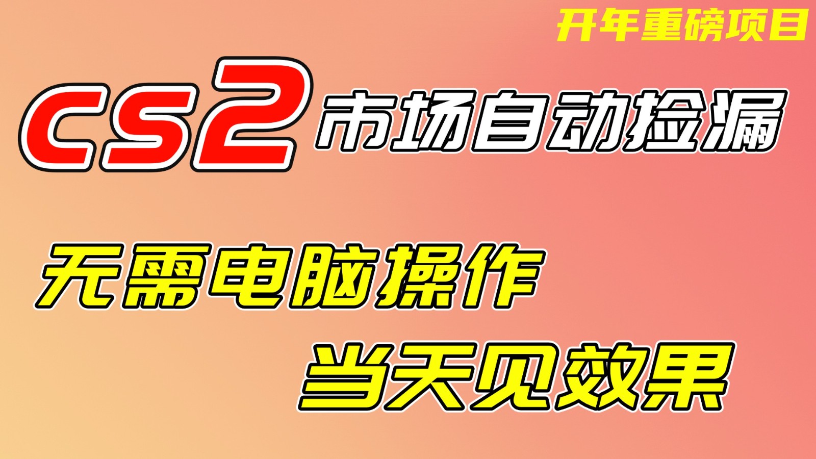CS2市场挂机项，无需电脑操作，无需进入游戏，当天见效果，支持任何形式验证-冒泡网