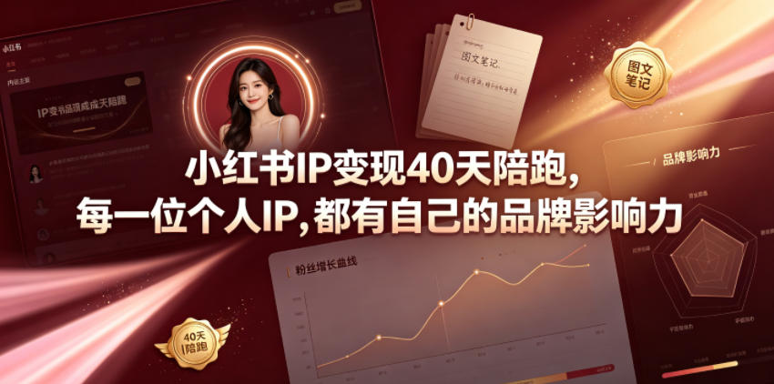 小红书IP变现40天陪跑，每一位个人IP，都有自己的品牌影响力-冒泡网