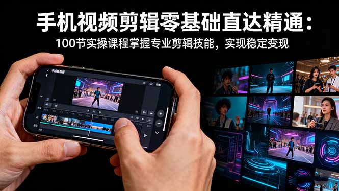 16b489411454b9cb21a134e97e575fe1.jpeg 手机视频剪辑零基础直达精通:100节实操课程掌握专业剪辑技能,实现稳…