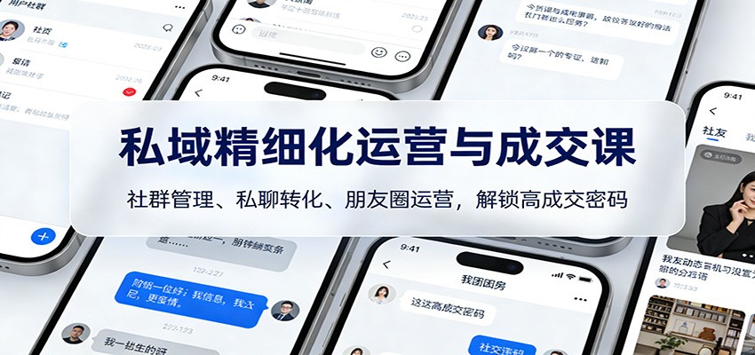 私域精细化运营与成交课：社群管理、私聊转化、朋友圈运营，解锁高成交密码-冒泡网