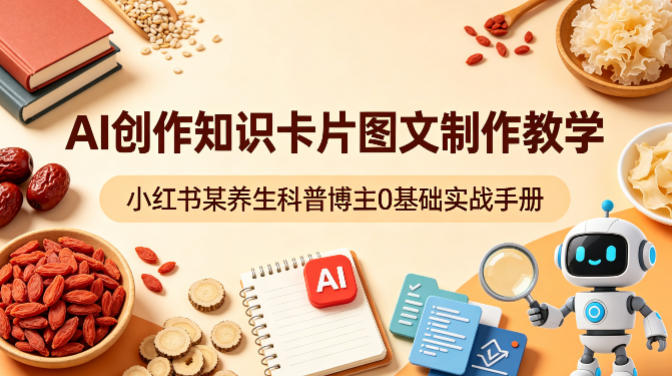 AI创作知识卡片图文制作教学,小红书某养生科普博主0基础实战手册-冒泡网