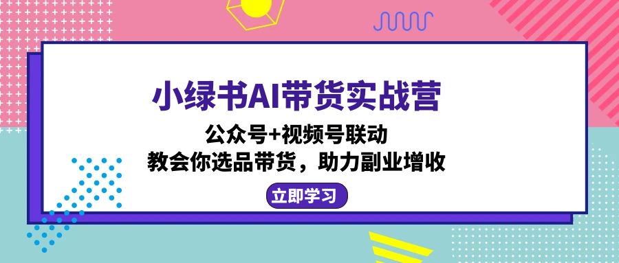 小绿书AI带货实战营：公众号+视频号联动，教会你选品带货，助力副业增收-冒泡网
