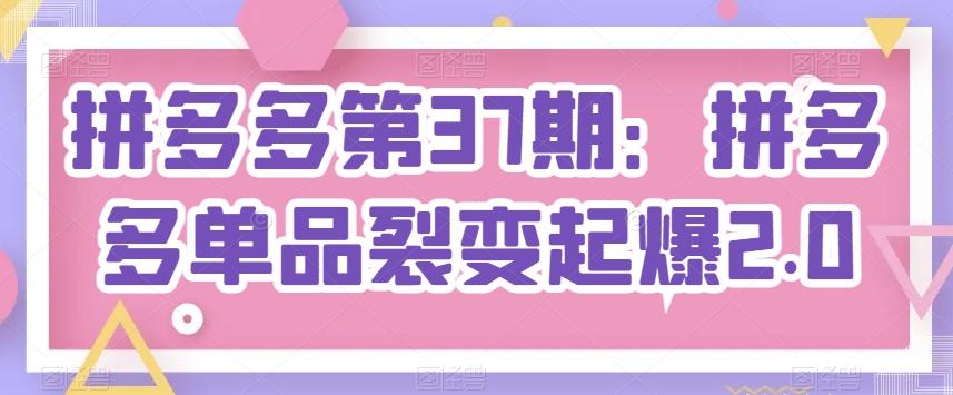 拼多多第37期：拼多多单品裂变起爆2.0-冒泡网