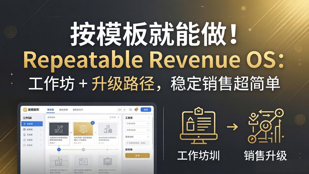 按模板就能做！Repeatable Revenue OS：工作坊 + 升级路径，稳定销售超简单-冒泡网