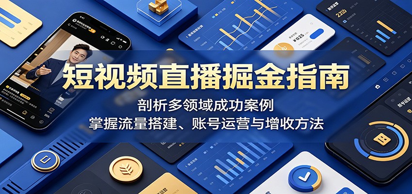 短视频直播掘金指南：剖析多领域成功案例，掌握流量搭建、账号运营与增收方法-冒泡网