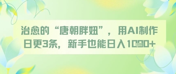 治愈的“唐朝胖妞”，用AI制作日更3条，新手也能日入多张-冒泡网