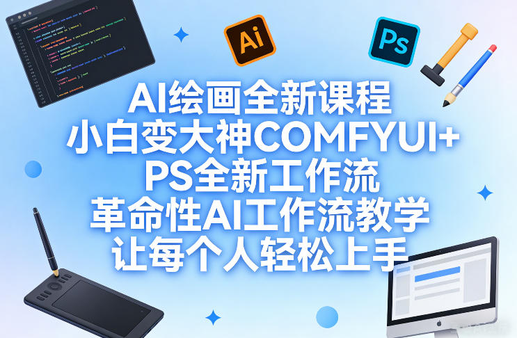 AI绘画全新课程，小白变大神COMFYUI+PS全新工作流，革命性AI工作流教学，让每个人轻松上手-冒泡网