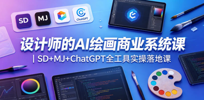 设计师的AI绘画商业系统课|SD+MJ+ChatGPT全工具实操落地课-冒泡网