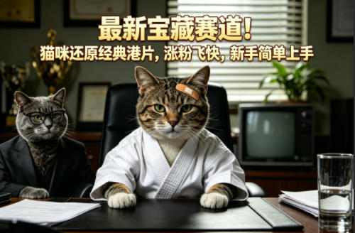 最新宝藏赛道！猫咪还原经典港片，涨粉飞快，新手简单上手-冒泡网