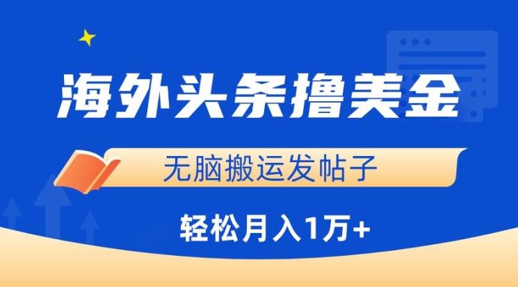 海外头条撸美金，无脑搬运发帖子，月入1万+，小白轻松掌握【揭秘】-冒泡网