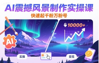 AI震撼风景制作实操课，快速起千粉万粉号-冒泡网