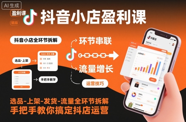 1c39de35453839856dae7e324928c94a.jpeg 抖音小店盈利课-选品-上架-发货-流量全环节拆解,手把手教你搞定抖店运营