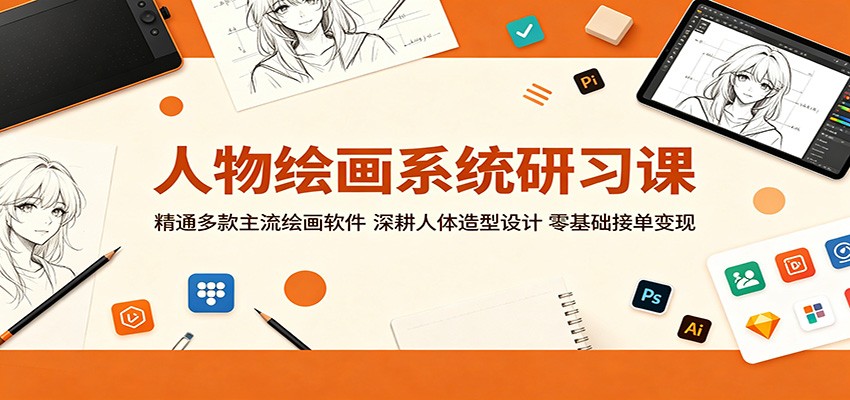 人物绘画系统研习课：精通多款主流绘画软件，深耕人体造型设计，零基础接单变现-冒泡网