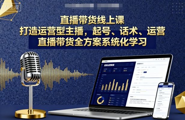 直播带货线上课，打造运营型主播，起号、话术、运营，直播带货全方案系统化学习-冒泡网