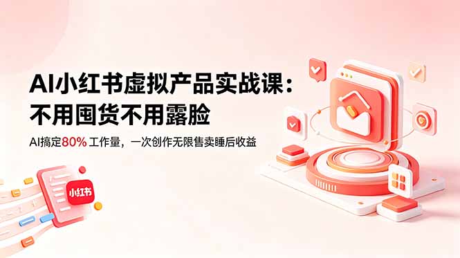 AI小红书虚拟产品实战课-更新：不用囤货不用露脸，AI搞定80%工作量，一次创作无限售卖睡后收益-冒泡网