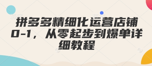 拼多多精细化运营店铺0-1，从零起步到爆单详细教程-冒泡网