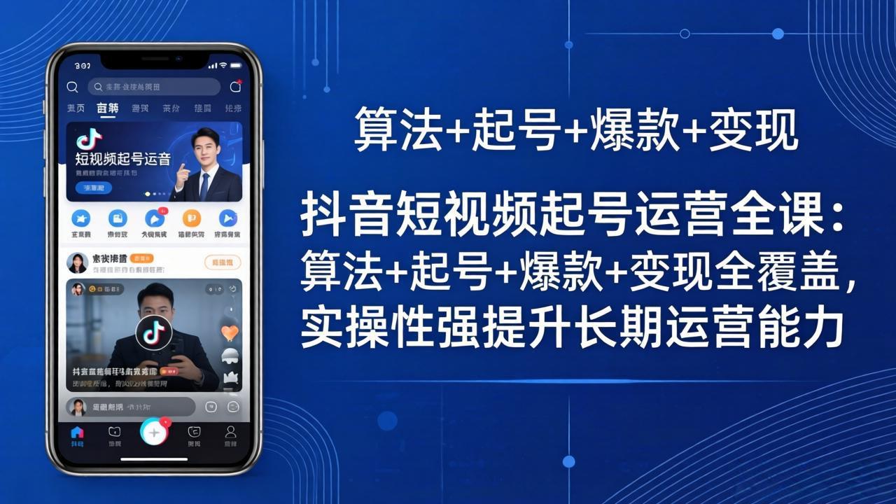 抖音短视频起号运营全课：算法+起号+爆款+变现全覆盖，实操性强提升长期运营能力-冒泡网