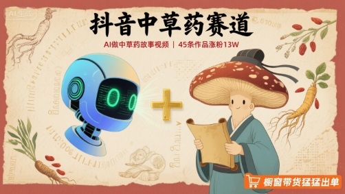 抖音中草药赛道，用AI做中草药故事视频，45条作品涨粉13W，橱窗带货猛猛出单-冒泡网
