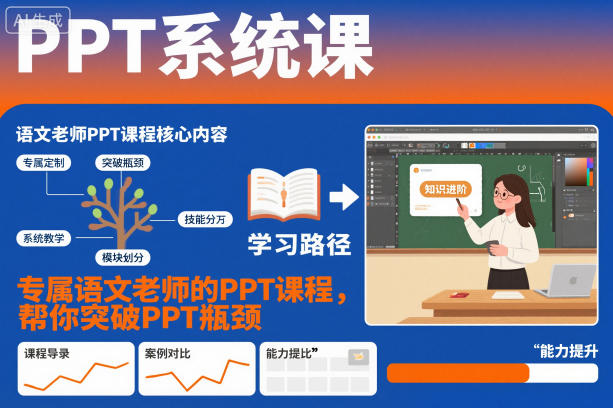 PPT系统课，专属语文老师的PPT课程，帮你突破PPT瓶颈-冒泡网