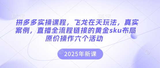 拼多多实操课程，飞龙在天玩法，真实案例，直播全流程链接的黄金sku布局原价操作六个活动-冒泡网